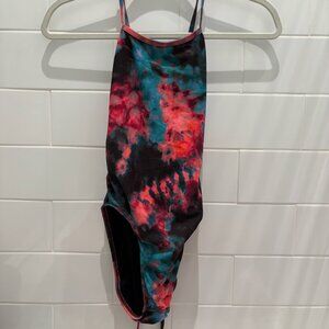 Pink, black, and blue galaxy Jolyn Tie-back Onesie, Size 28 (limited edition)